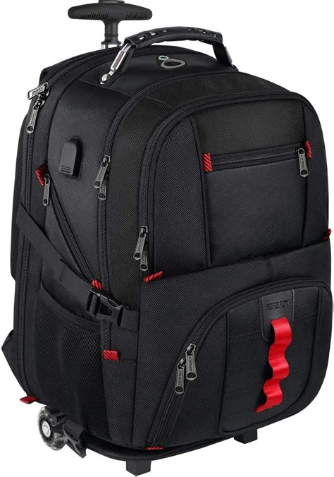 YOREPEK Backpack with Wheels, Trolley Backpack Travel Rolling Backpack 17 Laptop for Women Men ...