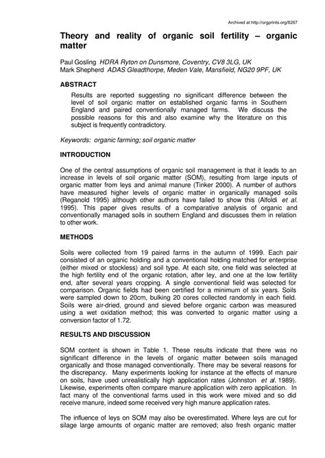 (PDF) Theory and reality of organic soil fertility - organic matter