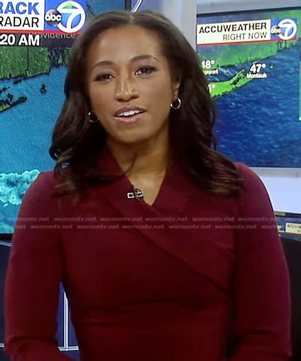 WornOnTV: Brittany Bell’s burgundy v-neck dress on Good Morning America ...