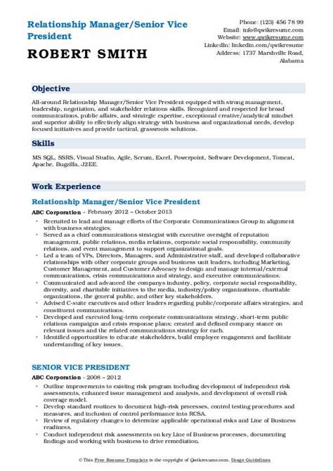 Senior Vice President Resume Samples | QwikResume