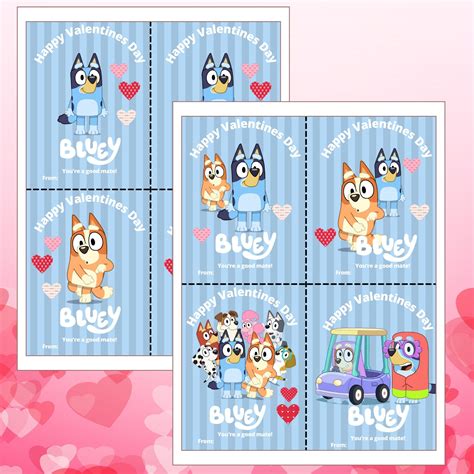 Bluey Kids Valentine Day Cards Printable Valentine Card Kids | Etsy Canada