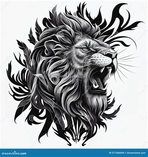 Lion tattoo ink art stock illustration. Illustration of colourful ...