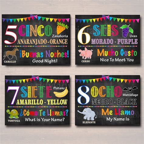 Spanish Classroom Printable Poster Set Spanish Art - Etsy