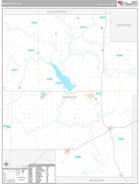 Marion County, KS Wall Map Premium Style by MarketMAPS