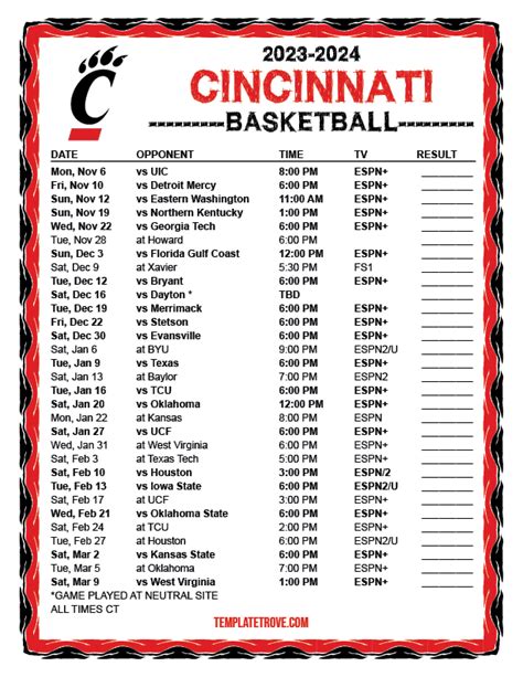 Cincinnati Bearcats Schedule 2024 - Janie Lisette