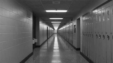 High School Hallway. Fast Zoom. Fast Zoom Down A Long, Empty High ...