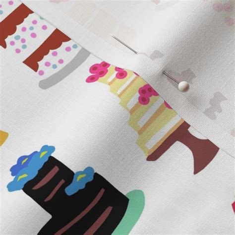 Happy birthday cakes Fabric | Spoonflower