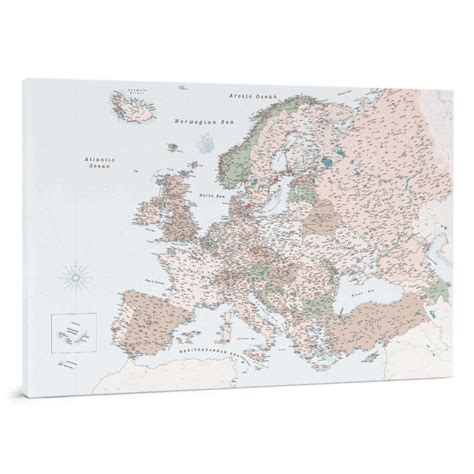 Europe Push Pin Map – Retro (Detailed) - Tripmapworld.com