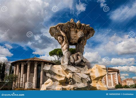 Fountain of the Tritons in Rome Stock Photo - Image of sculpture ...