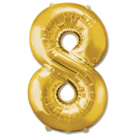 Number 8 Gold Foil Balloon 40 inch Inflated with Weight - Balloon Shop NYC