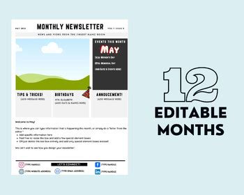 Monthly Newsletter - Canva Template/Completely Editable! by Therapy Trails