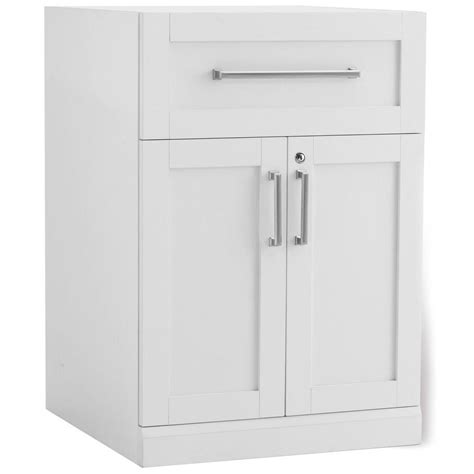 NewAge Products Home Bar White 24 in. 2-Door with Drawer Cabinet-60004 - The Home Depot