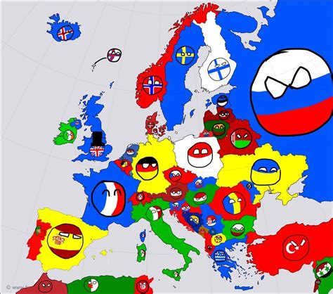 Europe Map Green With Countryballs