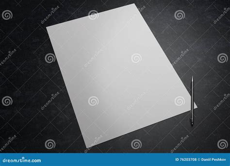 White paper sheet and pen stock illustration. Illustration of pattern - 76203708