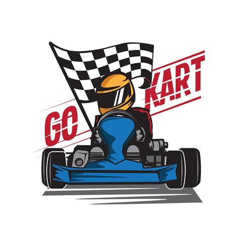 Go Kart racing sport with flag, good for logo event also tshirt design ...