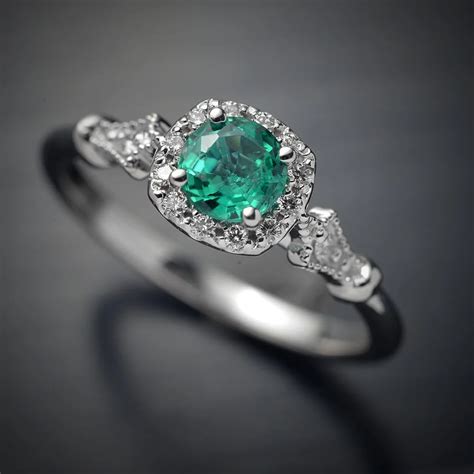 925 Sterling Silver European and American Fashion Inlaid Green Gemstone Ring for women Color ...