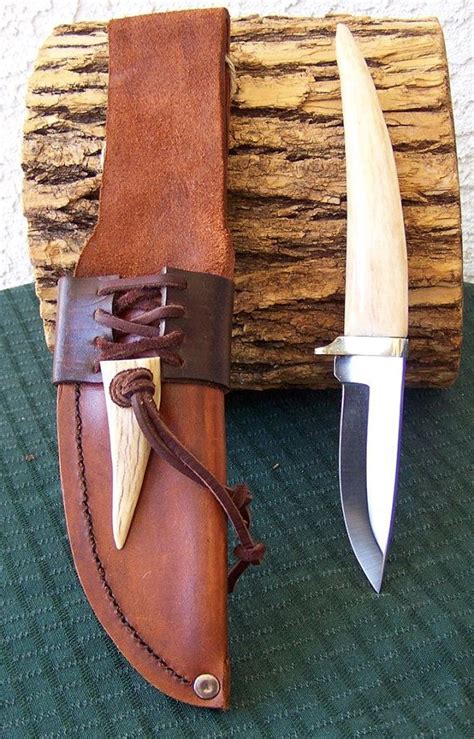 deer Antler Knife and Custom Sheath Great Fathers Day gift | Antler ...