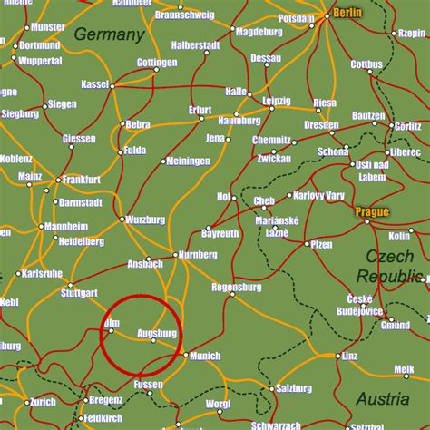 Augsburg Rail Maps and Stations from European Rail Guide