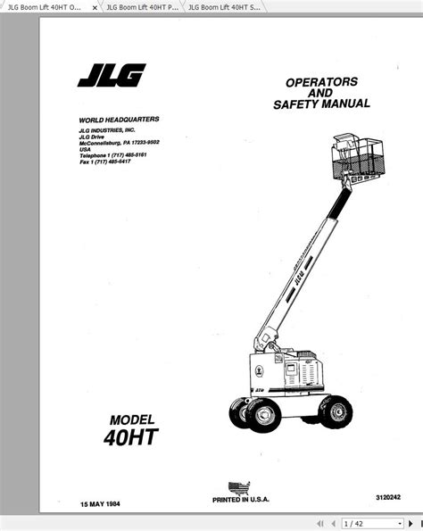 JLG Boom Lift 40HT Operation, Service & Parts Manuals