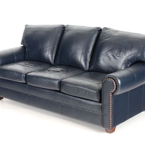 Stickley Navy Leather Sofa | EBTH