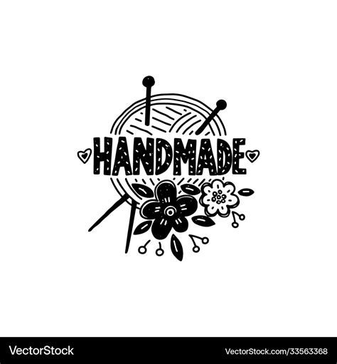 Handmade logo craft knitted product Royalty Free Vector