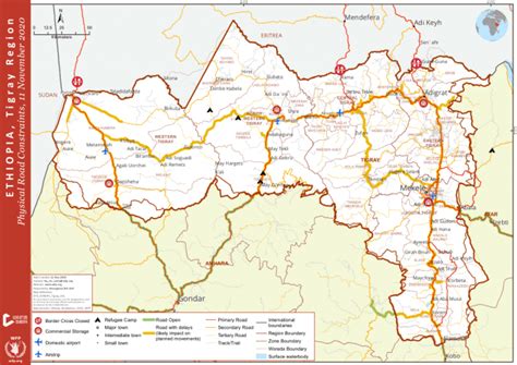 Ethiopia - Tigray Region - Physical Road Constraints Map, as of 11 November 2020 - Ethiopia ...