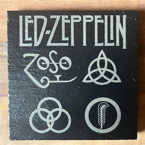 LED ZEPPELIN IV Symbols Engraved Slate Coaster. Classic Rock / Occult ...