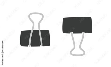 Binder clip clipart. Set of binder clips with two different poses flat ...