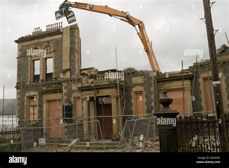 Demolition of Tabernacle Chapel Aberystwyth a Grade II listed building built in 1879 after it ...