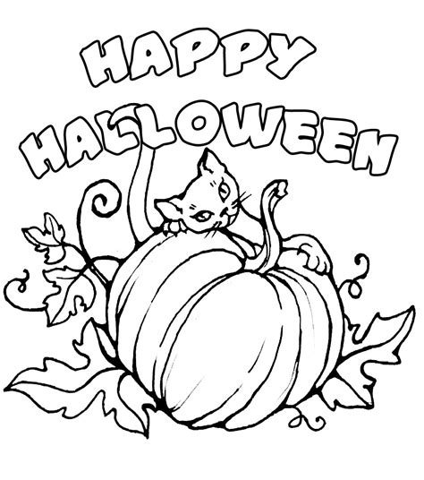 Free happy halloween coloring pages template for print kids and Adults | Funny Halloween Day ...