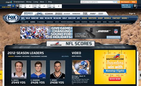 FOX Sports Website - Fonts In Use