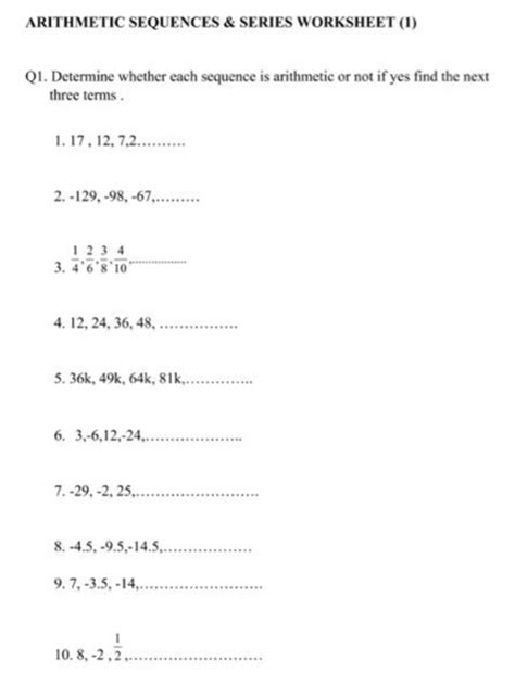 Arithmetic Sequence Worksheet Algebra 1 – Pro Worksheet