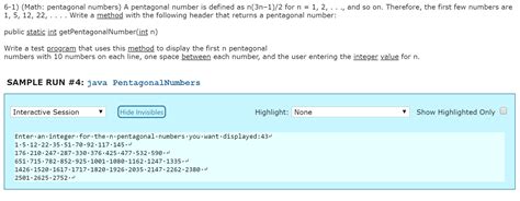 Solved 6-1) (Math: pentagonal numbers) A pentagonal number | Chegg.com