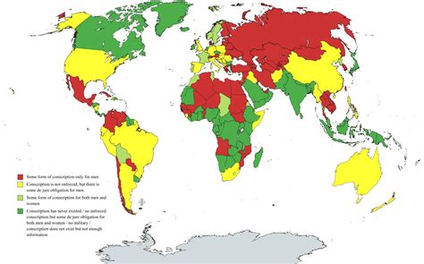 Conscription by country : r/MapPorn