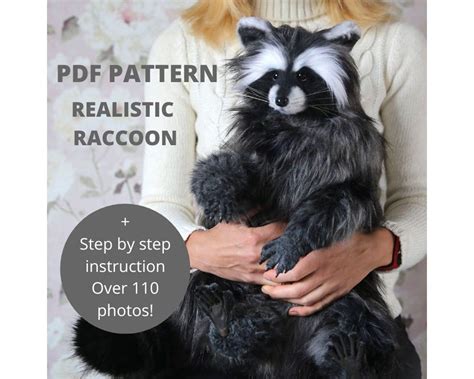 Raccoon Sewing Pattern PDF, Stuffed Animal Pattern for Women, Realistic Animals, Raccoon Plush ...