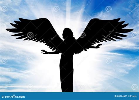 Silhouette of a Beautiful Angel in Heaven Stock Image - Image of ...