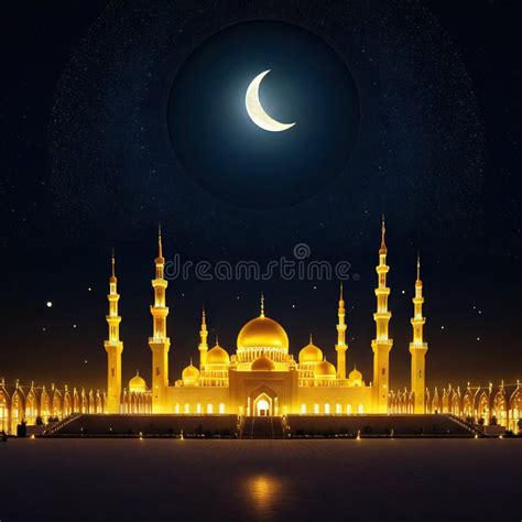 Golden crescent at dark stock illustration. Illustration of dubai - 295472007