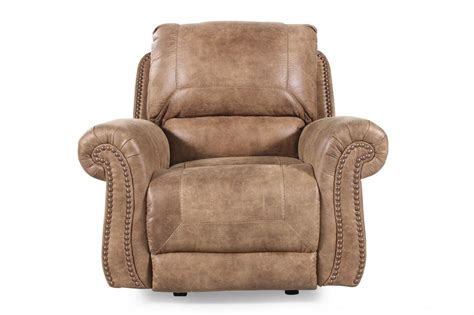 Nailhead-Trimmed Traditional 34" Rocker Recliner in Brown | Mathis Brothers Furniture