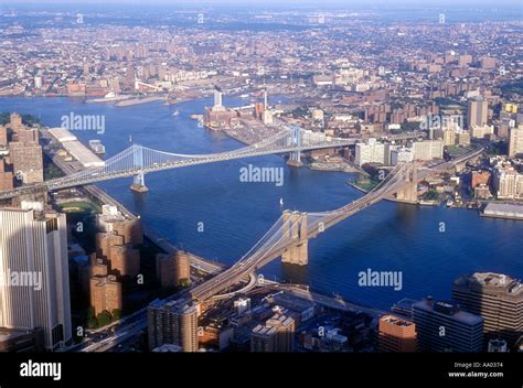 Aerial view of the East River and Brooklyn Bridge in New York City Stock Photo: 656244 - Alamy