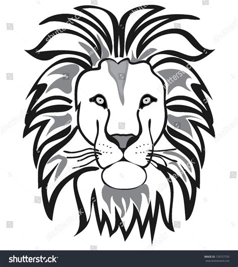 Lion Outline Vector Isolated On White Stock Vector (Royalty Free) 129727733