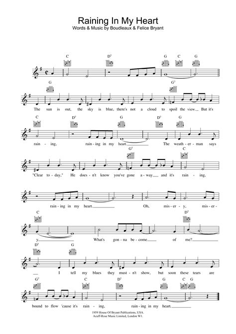 Buddy Holly - Raining In My Heart at Stanton's Sheet Music