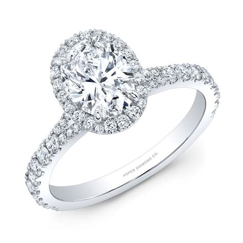 Oval Diamond Halo Engagement Ring in Platinum - Bridal