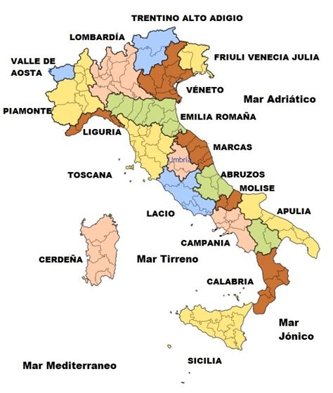 Regiones de Italia con Capitales y mapa interactivo