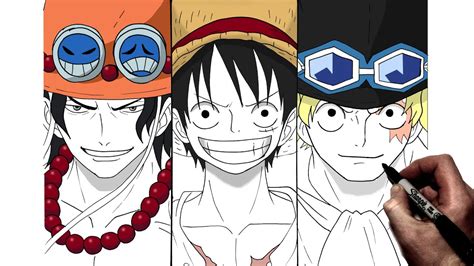 How To Draw Ace, Luffy & Sabo | Step By Step | One Piece - YouTube