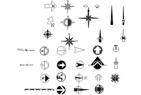 Common multiple north side showing arrow symbol cad drawing details dwg ...