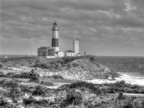 Montauk Point Lighthouse L.I.N.Y B/W Photograph by Terry McCarrick - Fine Art America