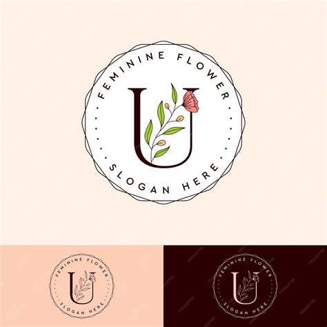 Premium Vector | Letter U Flower Feminine botanical logo