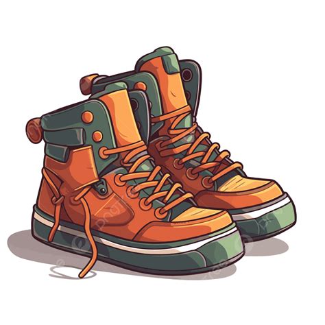 Put Shoes On Vector, Sticker Clipart Pair Of Cartoon Boots With Shoes On Them, Sticker, Clipart ...