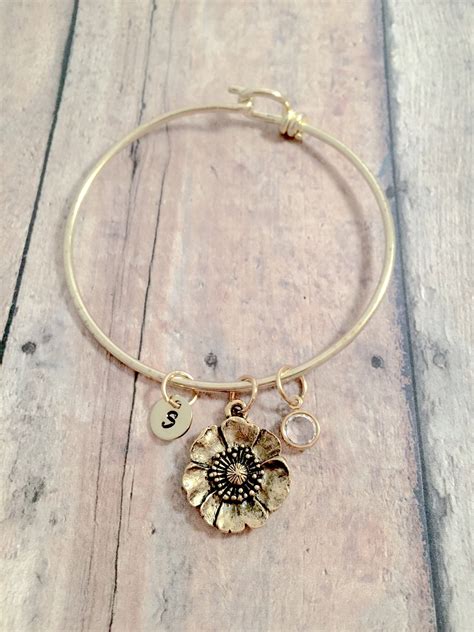 Poppy initial bracelet poppy jewelry nature jewelry flower | Etsy | Initial bracelet, Nature ...