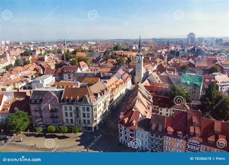 Aerial View on the Old Town Hall in the Center of Erfurt: Thuringen ...